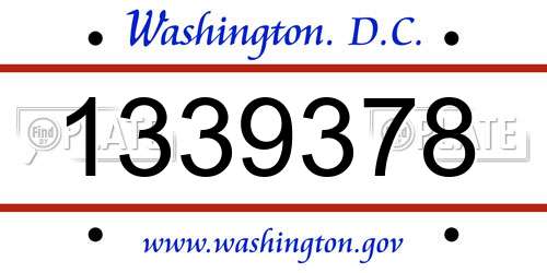 1339378 District Of Columbia License Plate