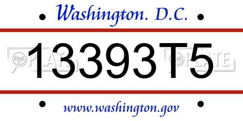 13393T5 District Of Columbia License Plate