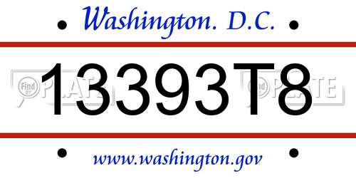 13393T8 District Of Columbia License Plate