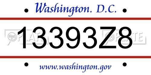 13393Z8 District Of Columbia License Plate