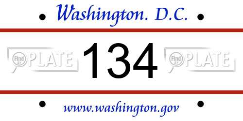 134 District Of Columbia License Plate