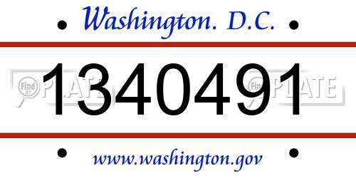 1340491 District Of Columbia License Plate
