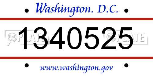 1340525 District Of Columbia License Plate