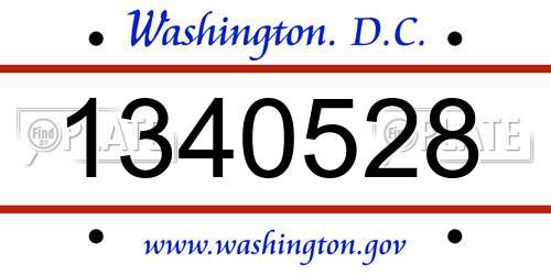 1340528 District Of Columbia License Plate