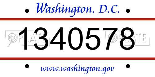 1340578 District Of Columbia License Plate