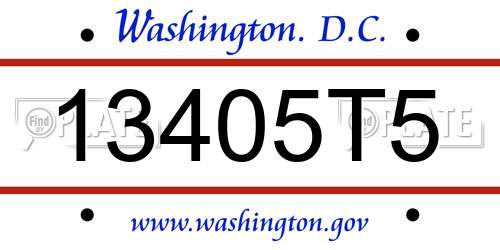 13405T5 District Of Columbia License Plate