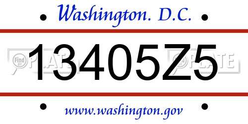 13405Z5 District Of Columbia License Plate
