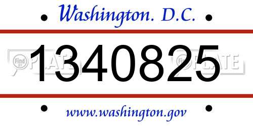 1340825 District Of Columbia License Plate