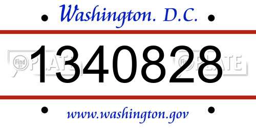 1340828 District Of Columbia License Plate