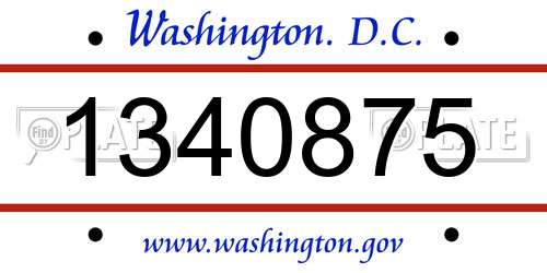 1340875 District Of Columbia License Plate