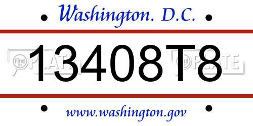13408T8 District Of Columbia License Plate