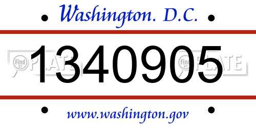1340905 District Of Columbia License Plate