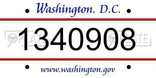 1340908 District Of Columbia License Plate