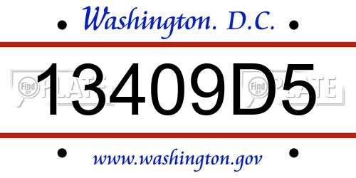 13409D5 District Of Columbia License Plate