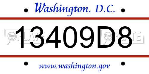 13409D8 District Of Columbia License Plate