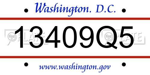 13409Q5 District Of Columbia License Plate