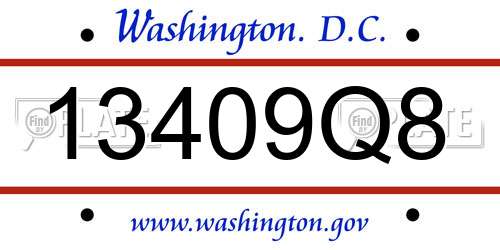 13409Q8 District Of Columbia License Plate