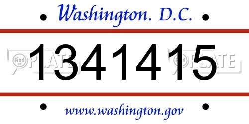 1341415 District Of Columbia License Plate
