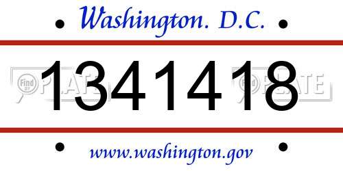 1341418 District Of Columbia License Plate