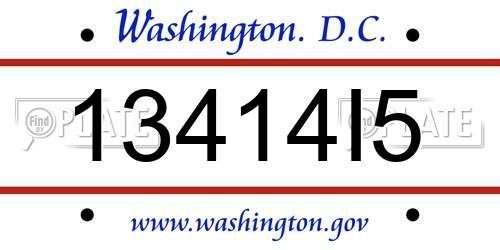 13414I5 District Of Columbia License Plate