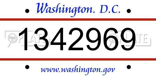 1342969 District Of Columbia License Plate
