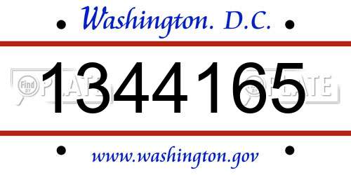 1344165 District Of Columbia License Plate