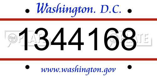 1344168 District Of Columbia License Plate