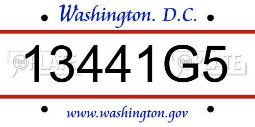 13441G5 District Of Columbia License Plate