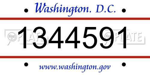 1344591 District Of Columbia License Plate