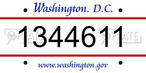1344611 District Of Columbia License Plate