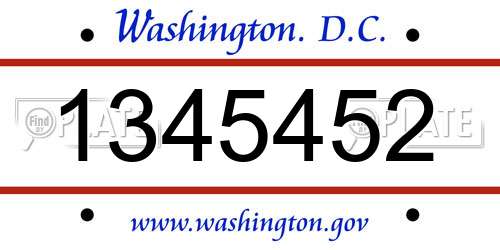 1345452 District Of Columbia License Plate