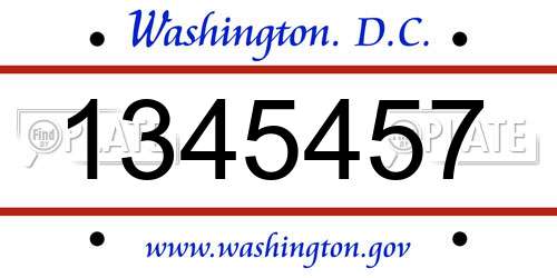 1345457 District Of Columbia License Plate