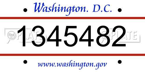 1345482 District Of Columbia License Plate