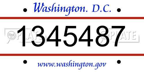 1345487 District Of Columbia License Plate