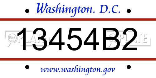 13454B2 District Of Columbia License Plate