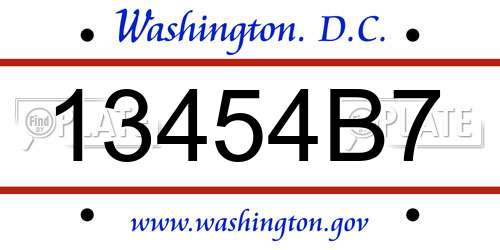 13454B7 District Of Columbia License Plate