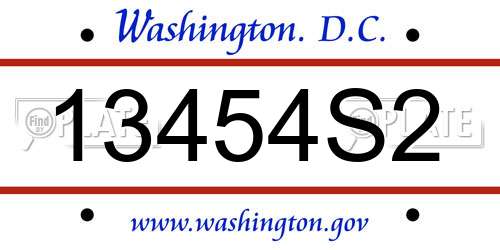 13454S2 District Of Columbia License Plate