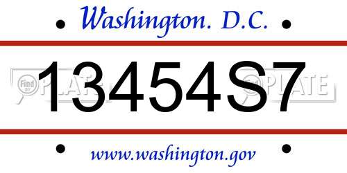 13454S7 District Of Columbia License Plate