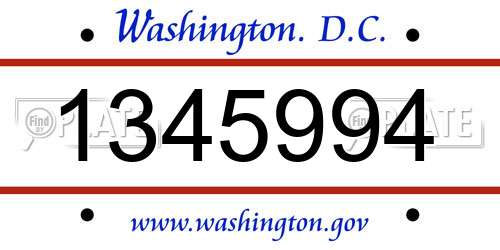 1345994 District Of Columbia License Plate
