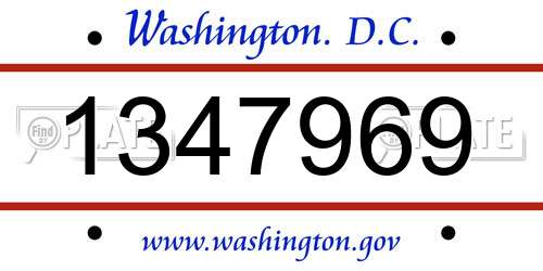 1347969 District Of Columbia License Plate