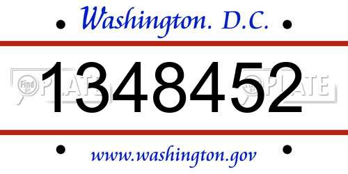 1348452 District Of Columbia License Plate