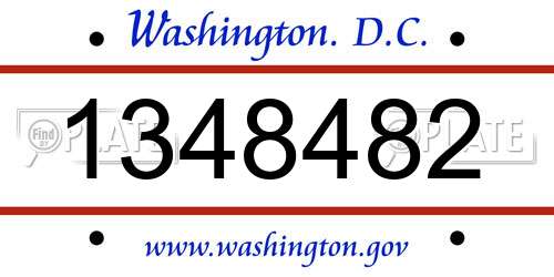 1348482 District Of Columbia License Plate