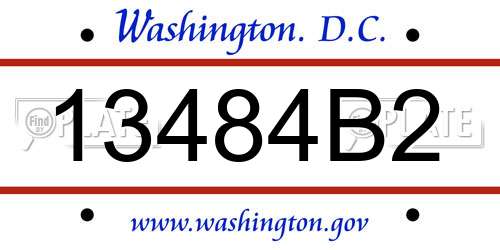 13484B2 District Of Columbia License Plate