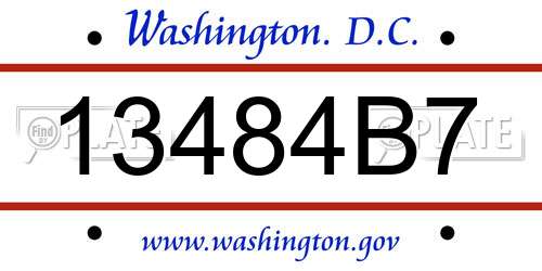 13484B7 District Of Columbia License Plate