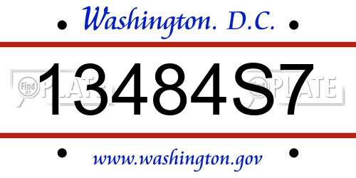 13484S7 District Of Columbia License Plate