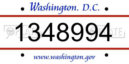 1348994 District Of Columbia License Plate