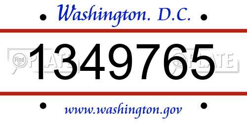 1349765 District Of Columbia License Plate