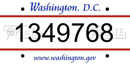 1349768 District Of Columbia License Plate