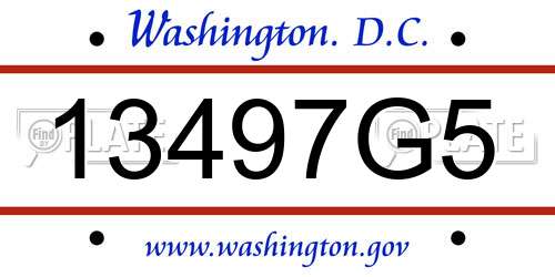 13497G5 District Of Columbia License Plate