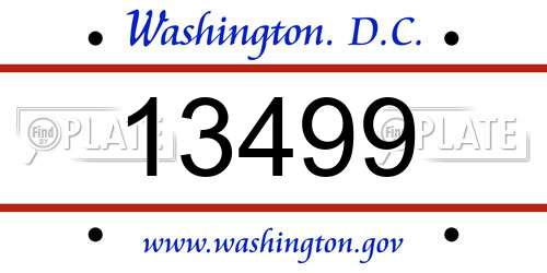 13499 District Of Columbia License Plate
